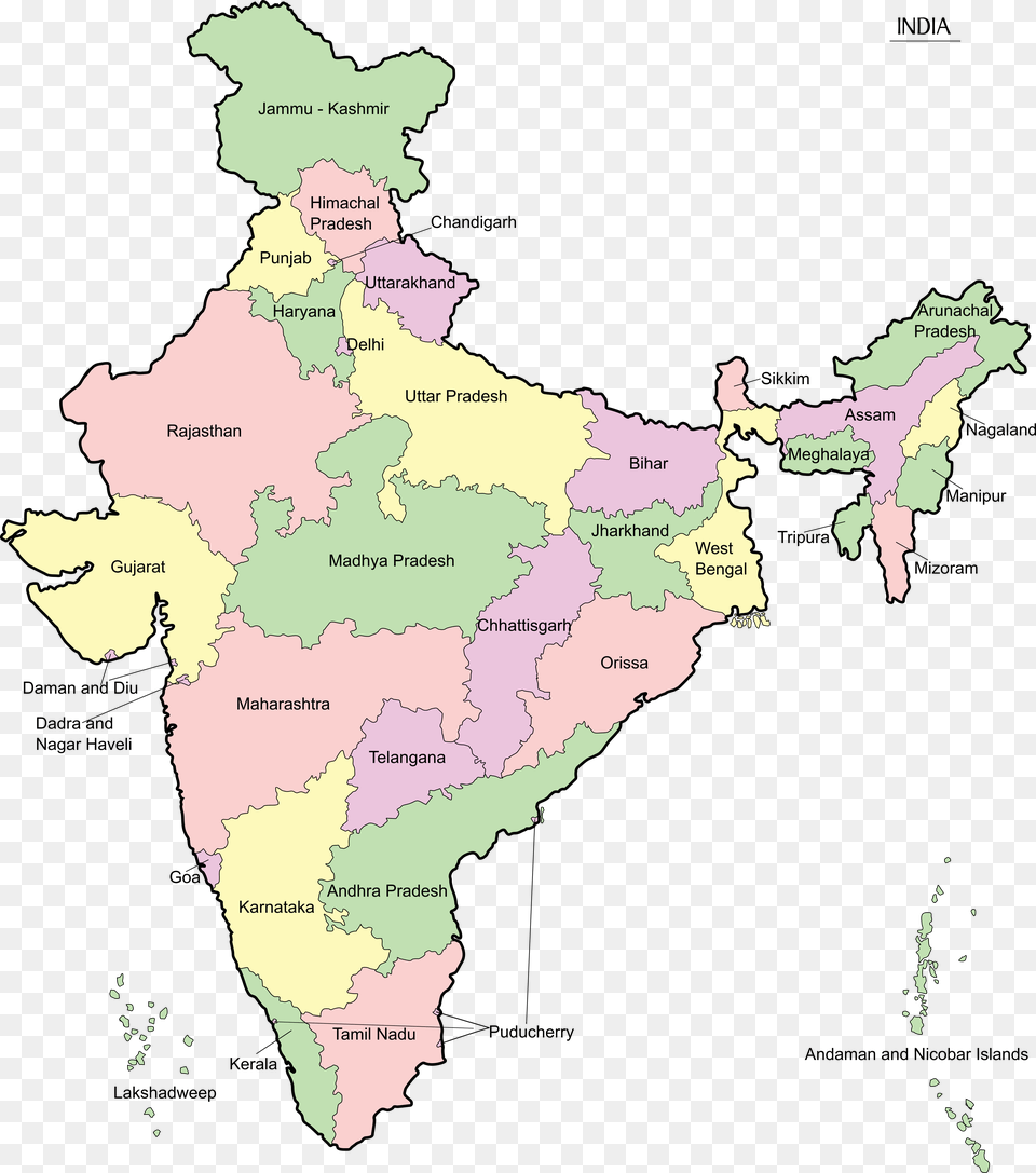 India Map En Neighbouring States Of Odisha, Atlas, Chart, Diagram, Plot Png Image