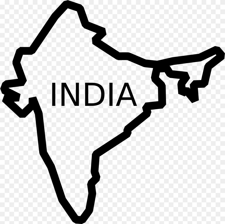 India Map Image India Clipart Black And White, Gray Free Png