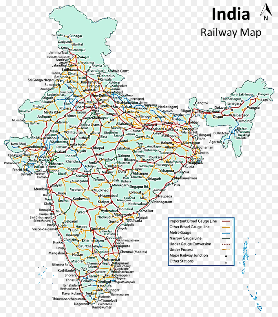 India Railways Map Atlas, Chart, Plot, Diagram, Tree Png Image