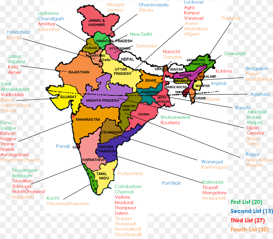 India Smart City Map, Chart, Plot, Atlas, Diagram Free Png