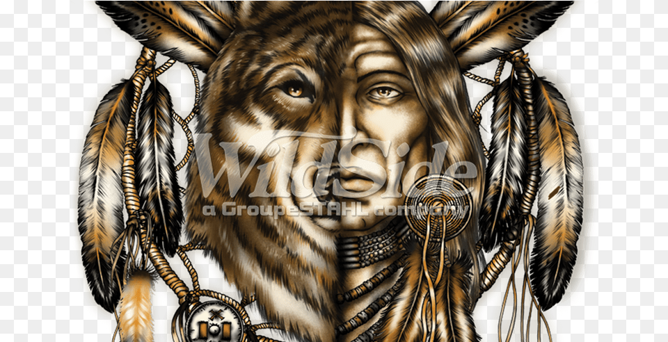 Indian And Wolf Dreamcatcher The Wild Side Indian Wolf Dream Catchers, Animal, Mammal, Tiger, Wildlife Png Image