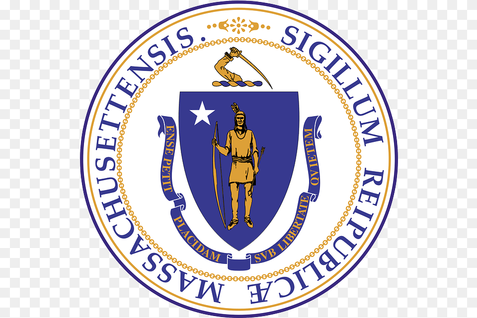 Indian Arrow State Of Massachusetts Logo Transparent Massachusetts State Seal, Badge, Symbol, Emblem, Adult Free Png