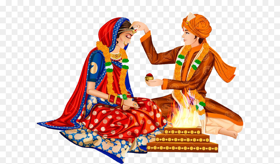 Indian Bride And Groom Wedding Hindu Wedding Indian Wedding Painting, Adult, Person, Leisure Activities, Woman Png Image