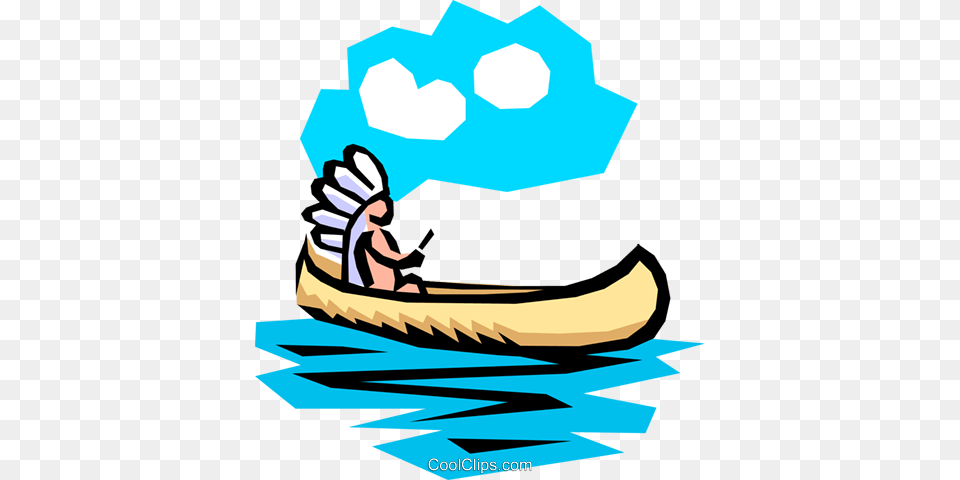 Indian Canoe Royalty Vector Clip Art Illustration, Water Sports, Water, Vehicle, Transportation Free Png