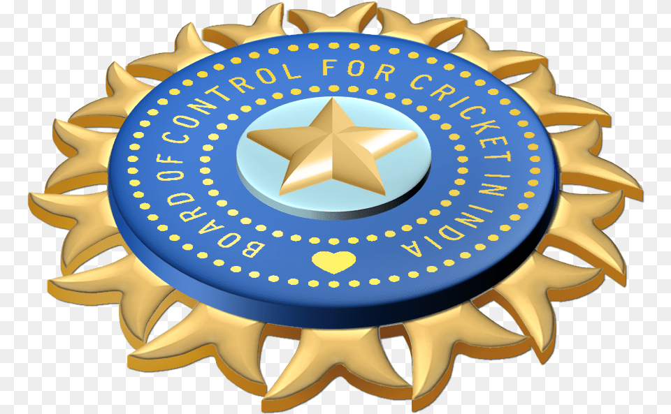 Indian Cricket Logo, Badge, Symbol, Gold, Cream Free Transparent Png