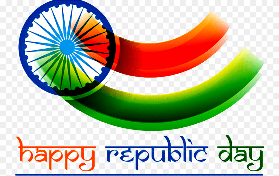 Indian Flag Happy Republic Day Text, Wheel, Machine, Art, Graphics Png