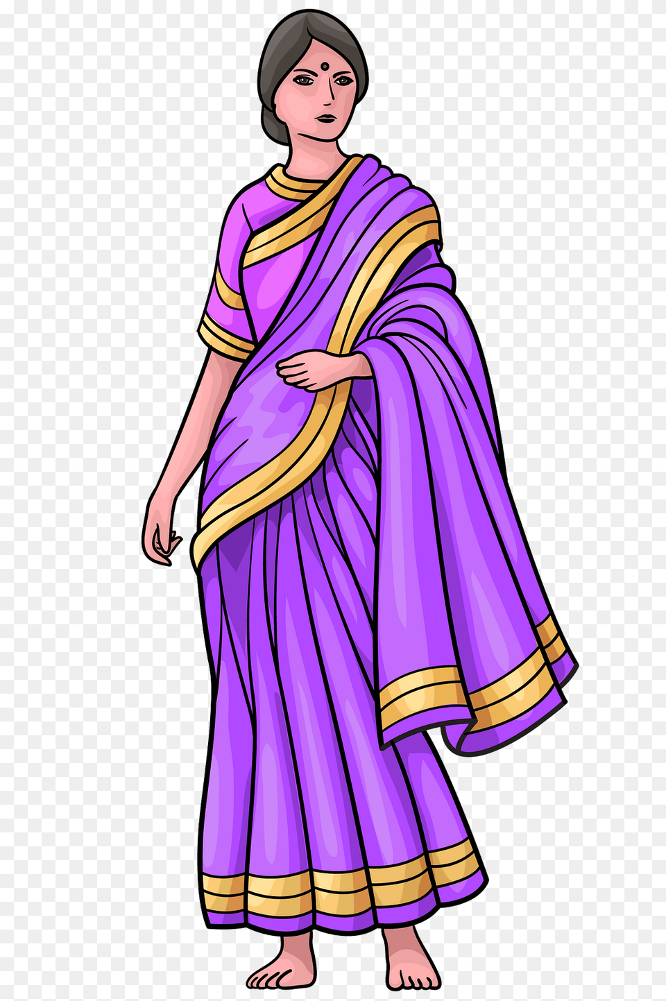 Indian Girl In Sari Clipart, Adult, Female, Person, Purple Png Image