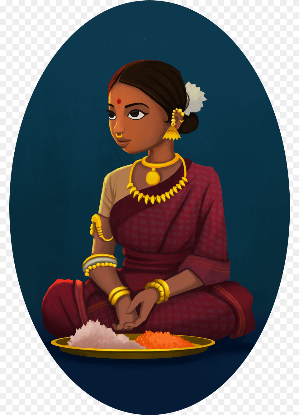 Indian Girl Selling Flowers Character Design My Painting Indian Art Woman, Adult, Female, Person, Face Png Image