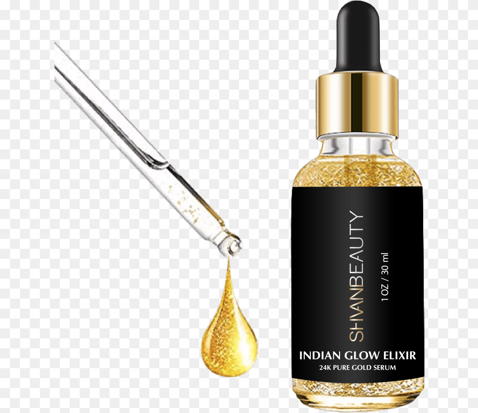 Indian Glow Elixir 24k Gold Serum Perfume, Bottle, Cosmetics, Cutlery, Spoon Png Image