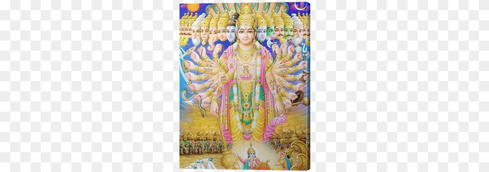 Indian God Krishna In Virat Roop Canvas Print Pixers Lord Vishnu, Woman, Adult, Bride, Wedding Free Transparent Png