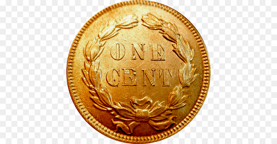 Indian Head Cent Reverse Coin, Gold, Money Png Image