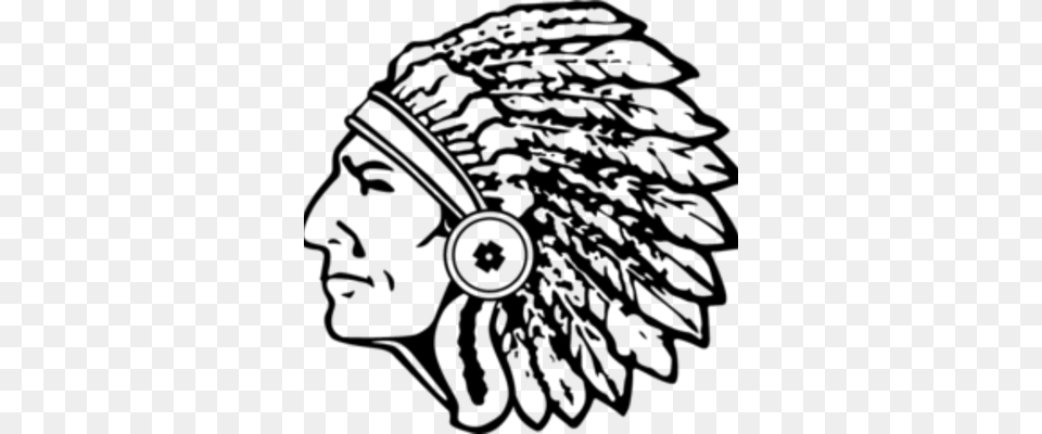 Indian Head Wauseon Indians Logo, Gray Free Transparent Png
