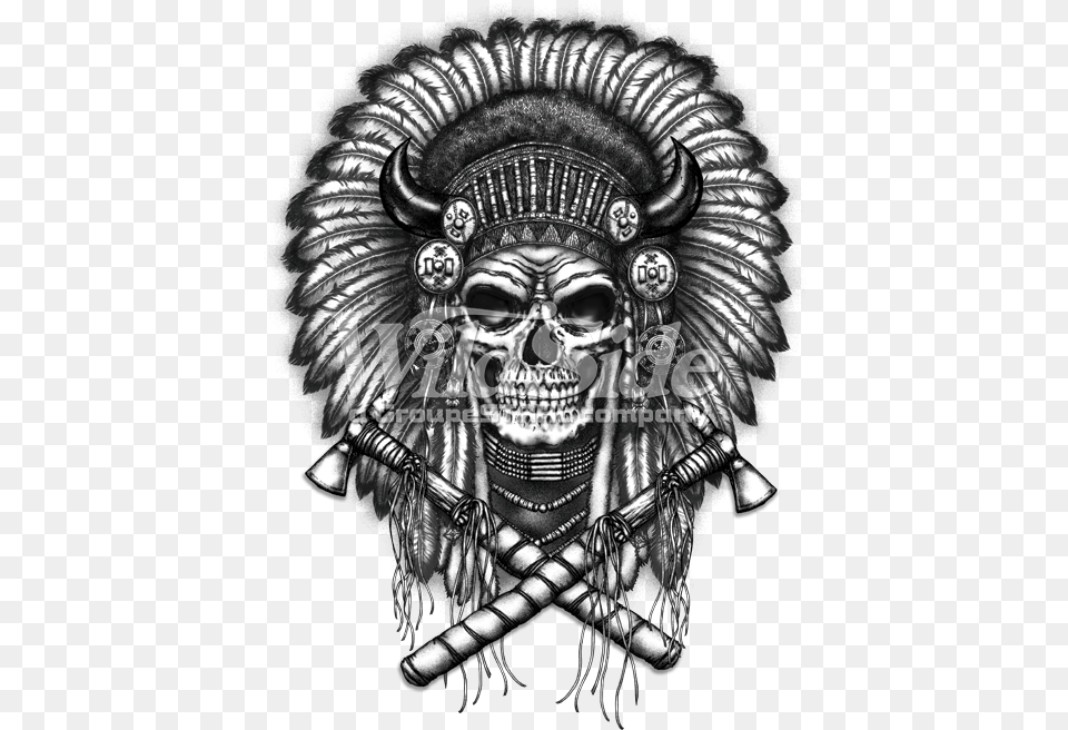 Indian Headress With Skull Native American Indian Skull, Person, Art Free Transparent Png