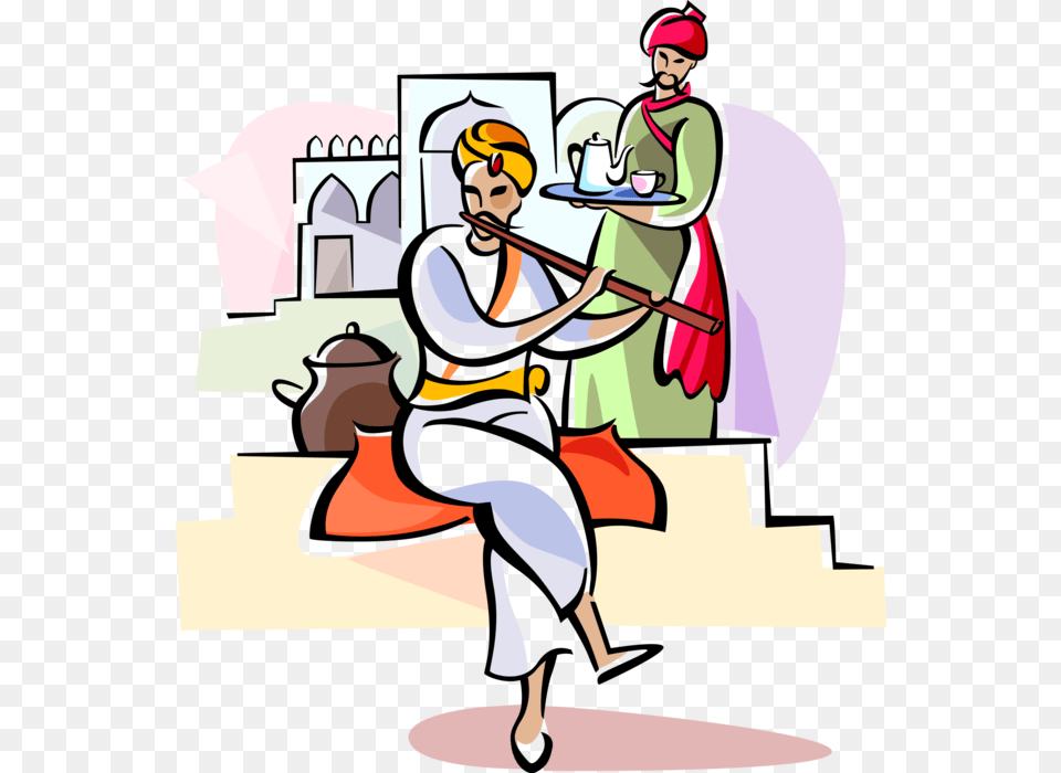 Indian Man Playing Flute Playing Flute Clip Art, Book, Comics, Publication, Person Png Image