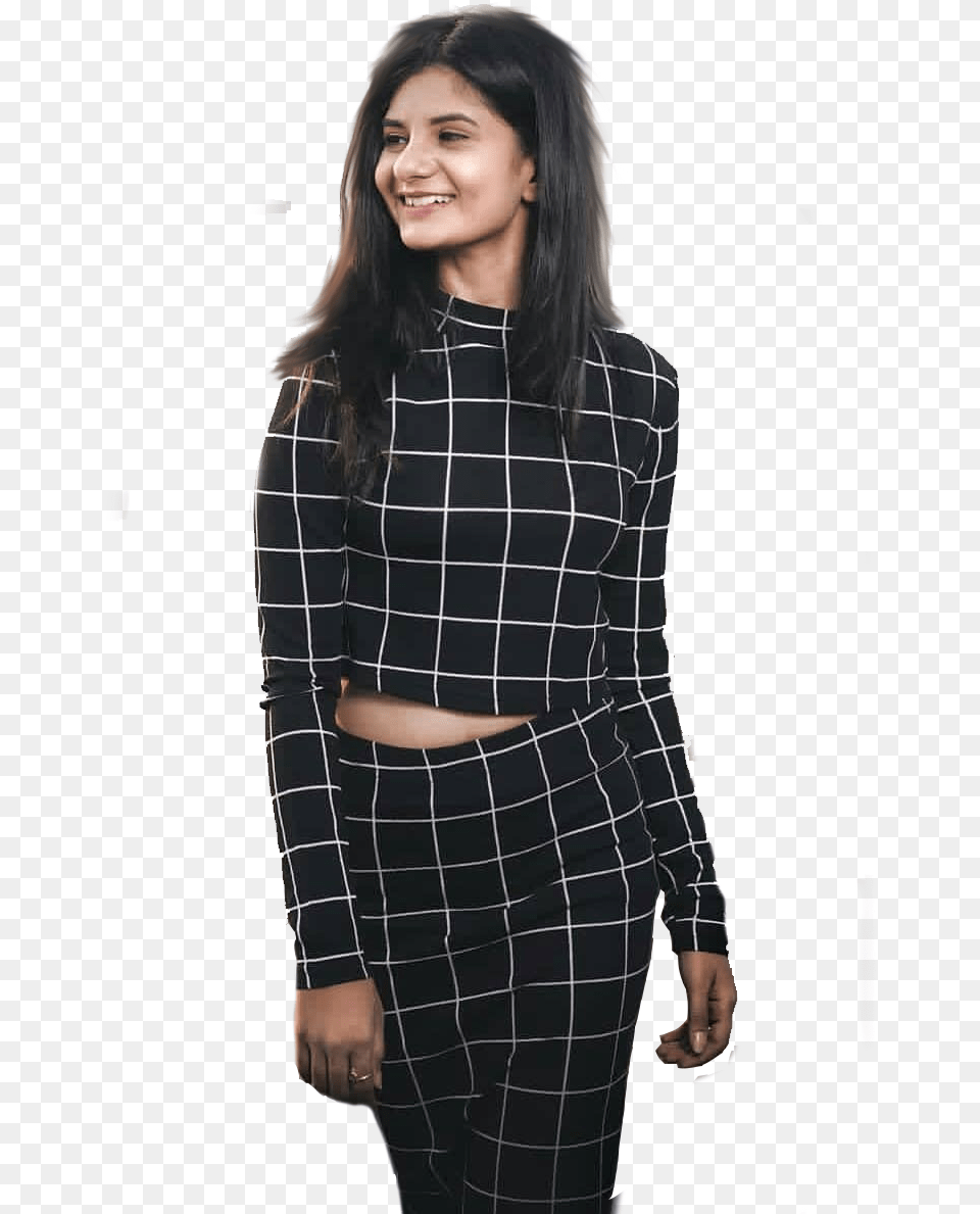 Indian Modle Girl Plaid, Long Sleeve, Head, Happy, Sleeve Free Transparent Png