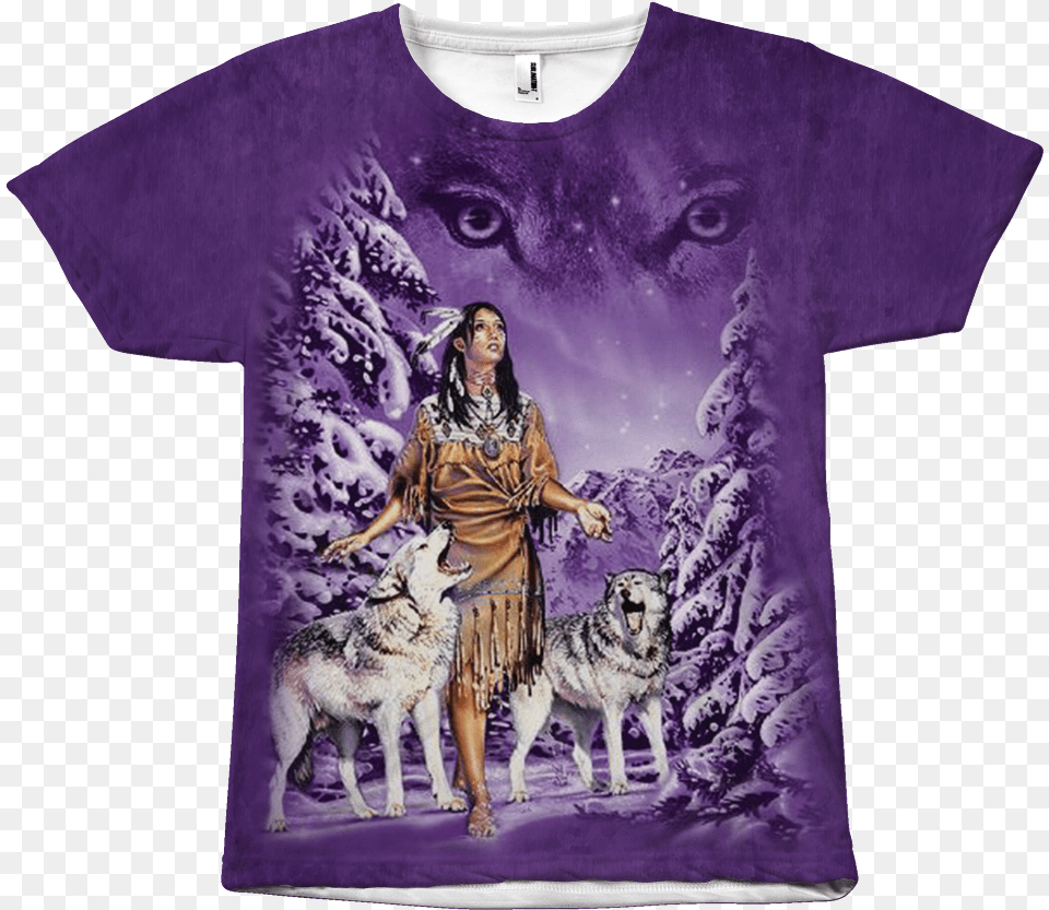 Indian Natives American Wolf, T-shirt, Purple, Clothing, Adult Free Png