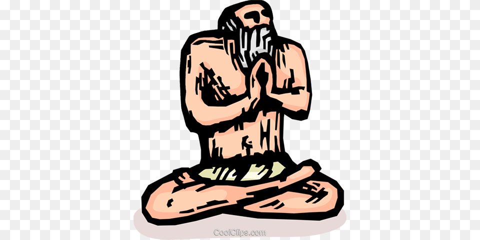Indian Practicing Meditation Holy Man Royalty Vector Clip, Kneeling, Person, Adult, Male Png