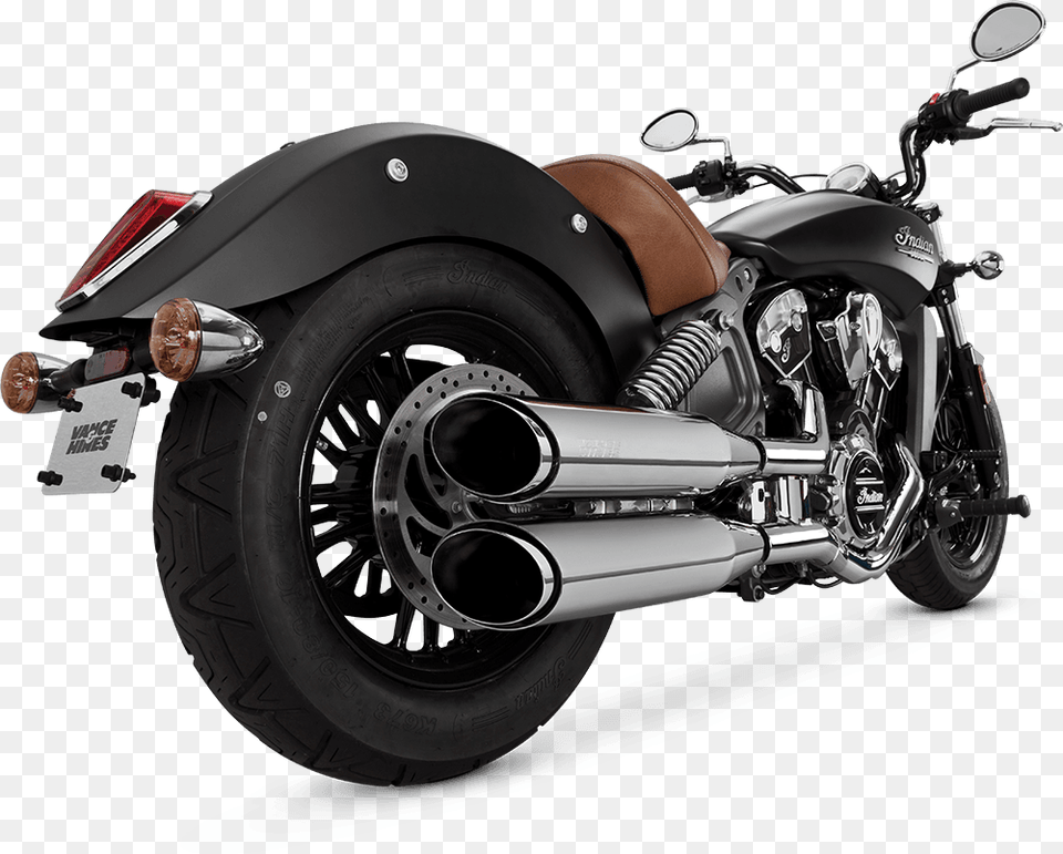 Indian Scout Exhaust System Vance Amp Hines Chrome Twin Slash Round Slip Ons, Machine, Spoke, Wheel, Motor Png