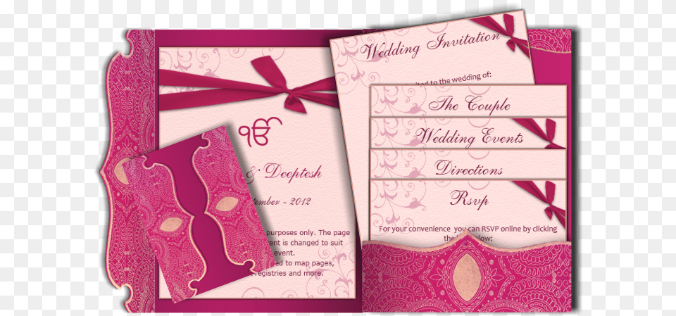 Indian Wedding Card Pink Design For Wedding Invitation, Envelope, Greeting Card, Mail, Text Free Png Download