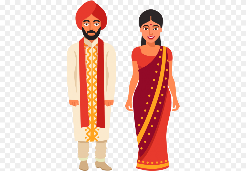 Indian Wedding Couple Indian People Cartoon, Adult, Person, Woman, Female Png