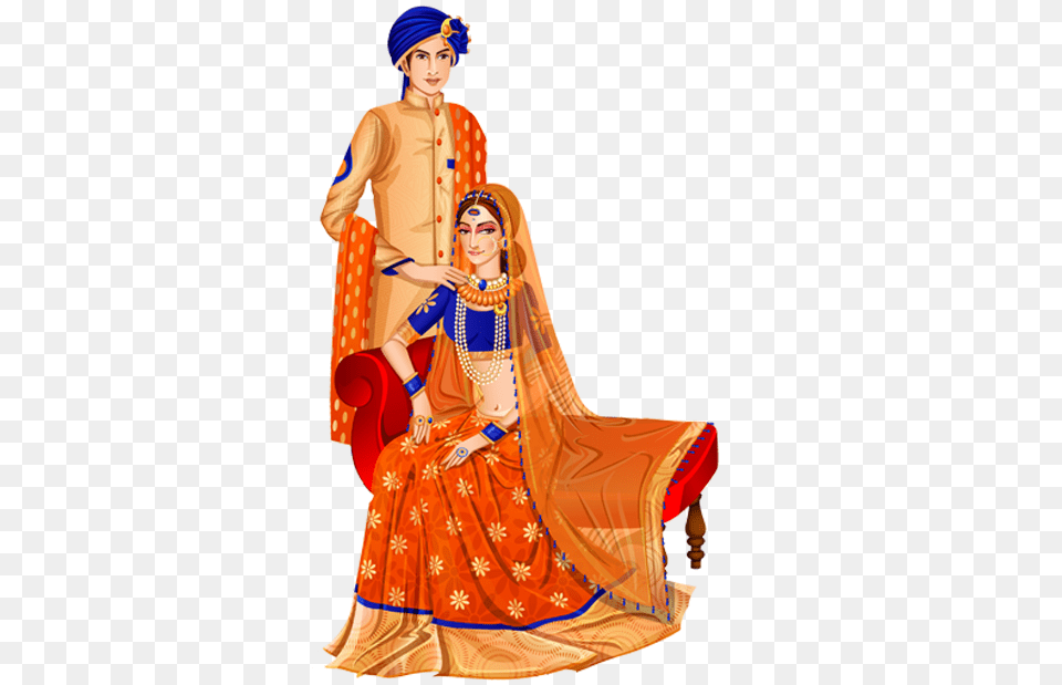 Indian Wedding Couple Vector, Adult, Person, Female, Bride Free Png Download