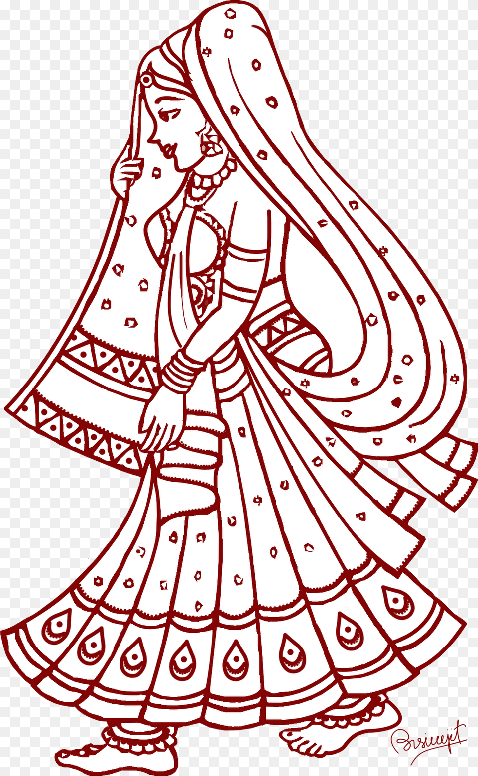 Indian Wedding Line Art Clip Indian Bride Clipart, Adult, Person, Leisure Activities, Female Free Transparent Png