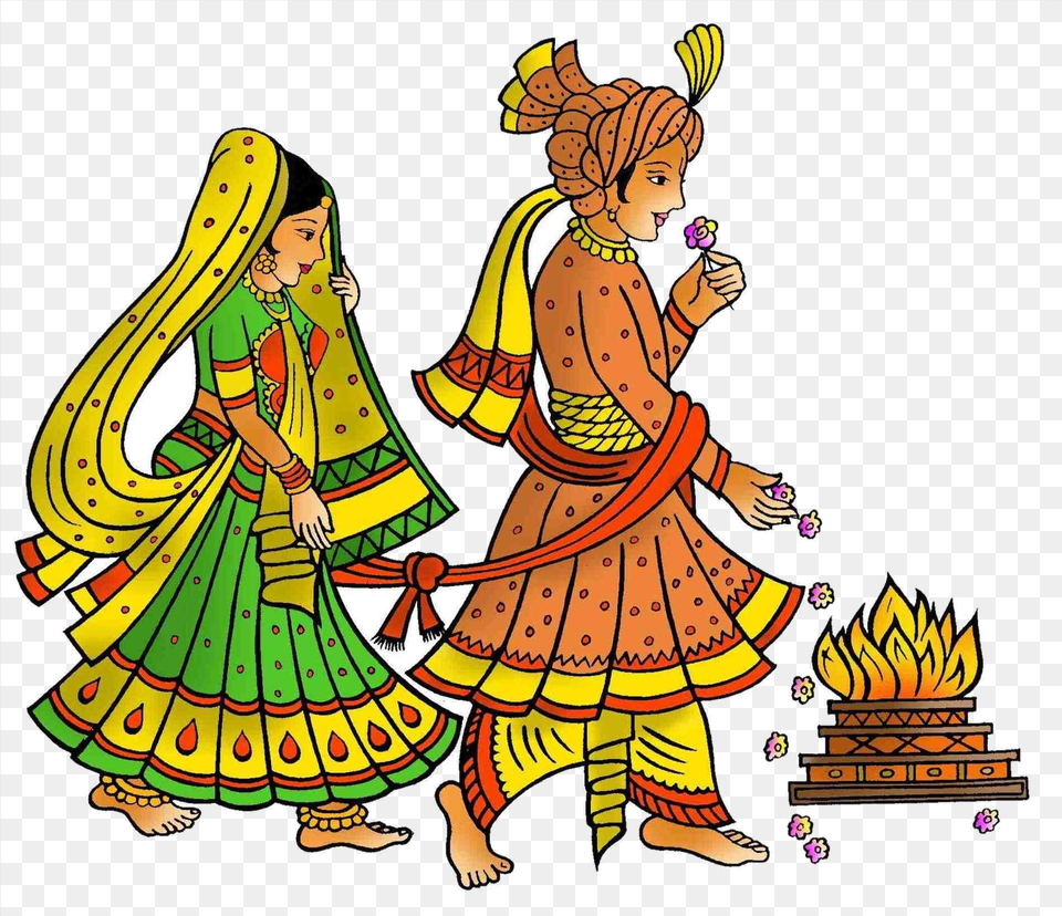 Indian Wedding Hindu Ceremony Clipart Cards Transparent Wedding Clipart Colour, Adult, Female, Person, Woman Free Png Download