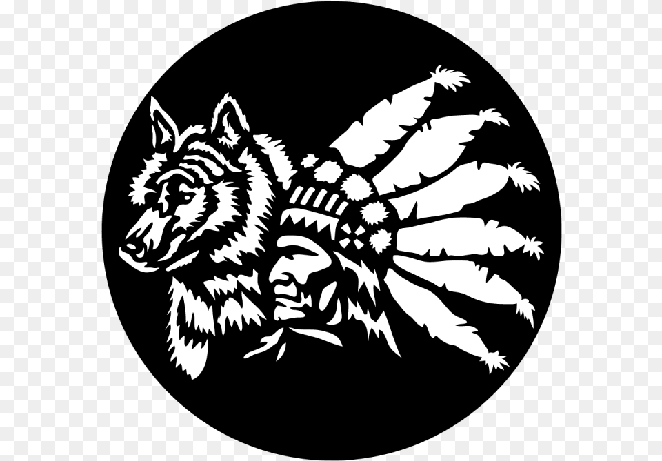 Indian With Wolf Apollo Indian With Wolf Steel Gobo Ms, Stencil, Animal, Dinosaur, Face Free Png Download