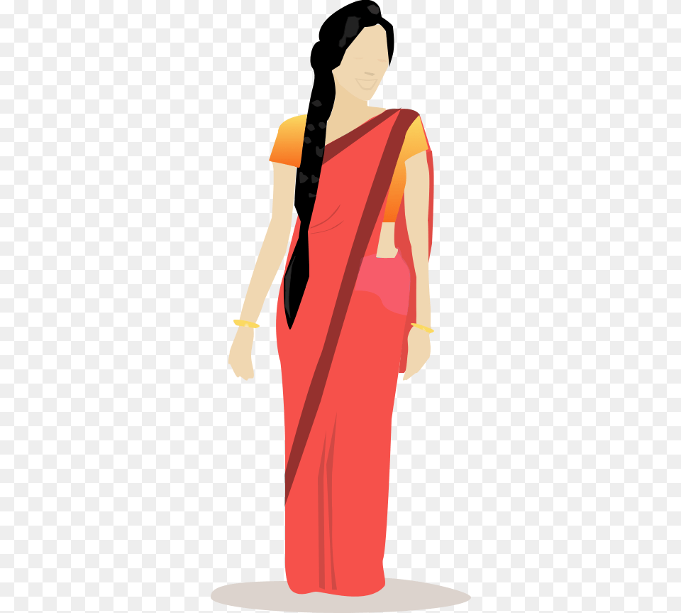 Indian Woman In Saree Sketch Woman In Sari Vector, Adult, Female, Person, Clothing Free Transparent Png