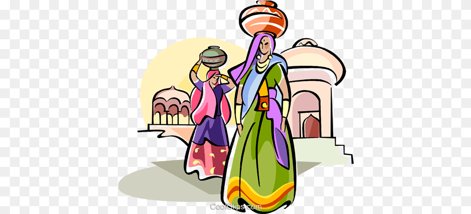 Indian Women Carrying Water Royalty Vector Clip Art Vector Indian Woman, Baby, Person, Book, Comics Free Png