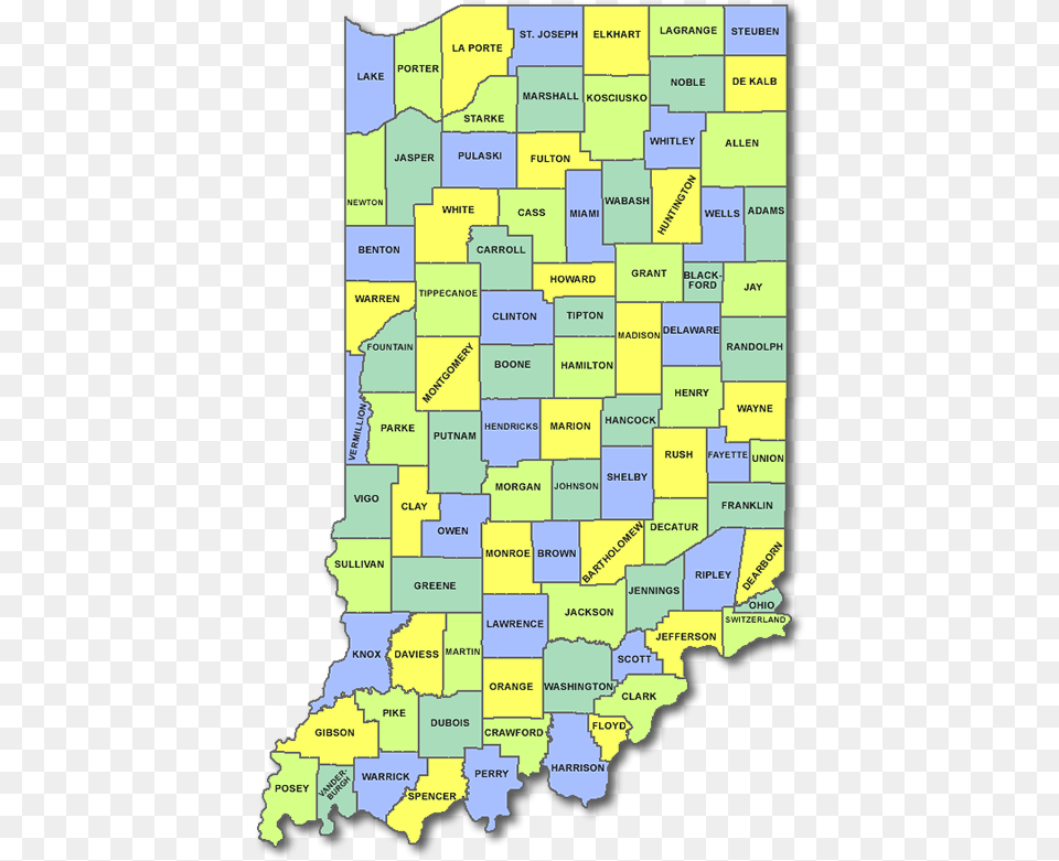 Indiana County Map Counties In Indiana, Chart, Plot, Diagram Free Transparent Png