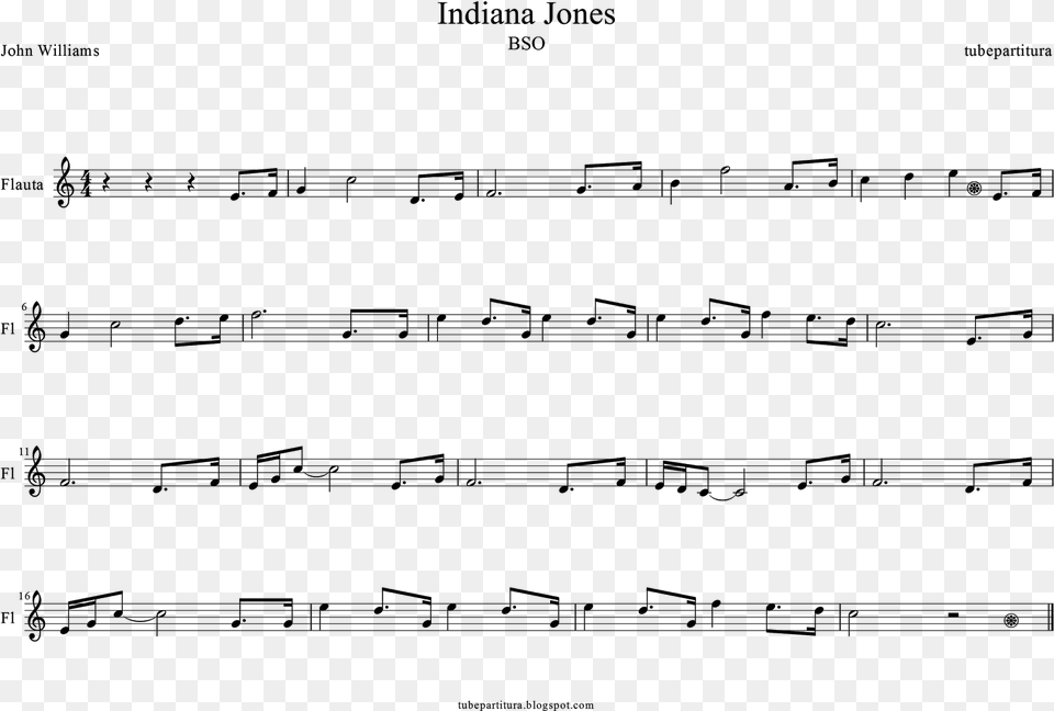 Indiana Jones Flute Music Score Musica Indiana Jones Partitura, Gray Png