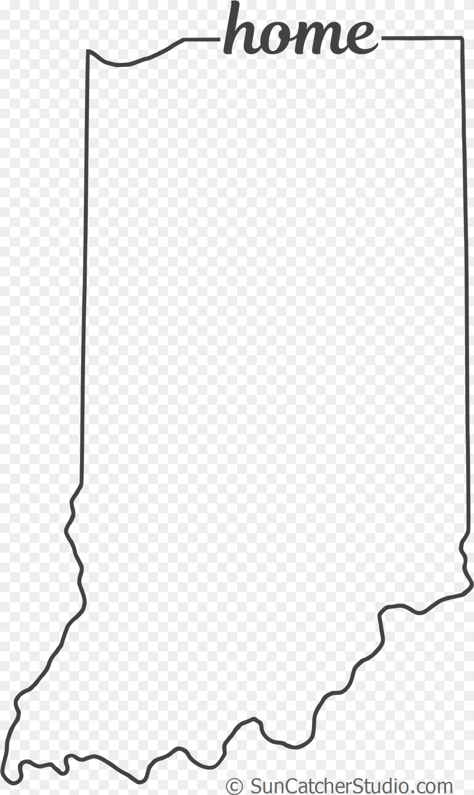 Indiana Outline With Home On Border Cricut Or Line Art, Text, Blackboard Png Image