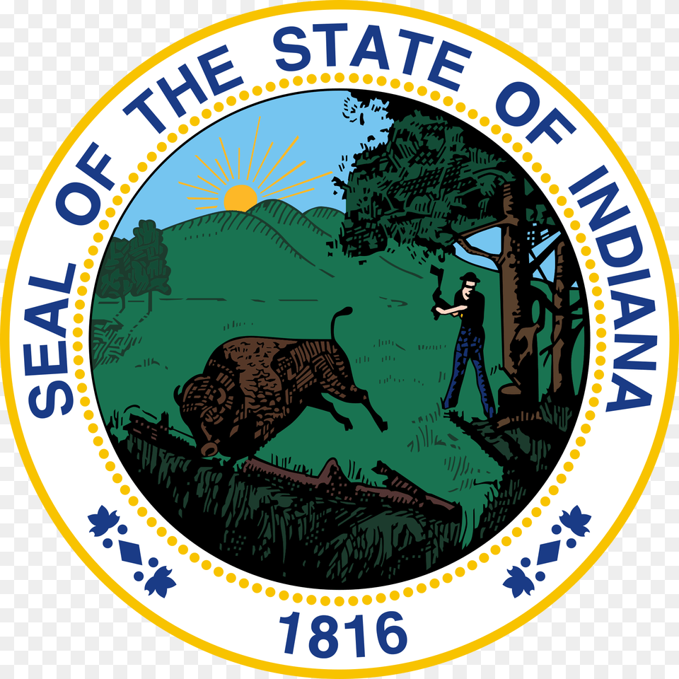 Indiana State Seal Download Seal Of Indiana, Person, Logo, Face, Head Png Image