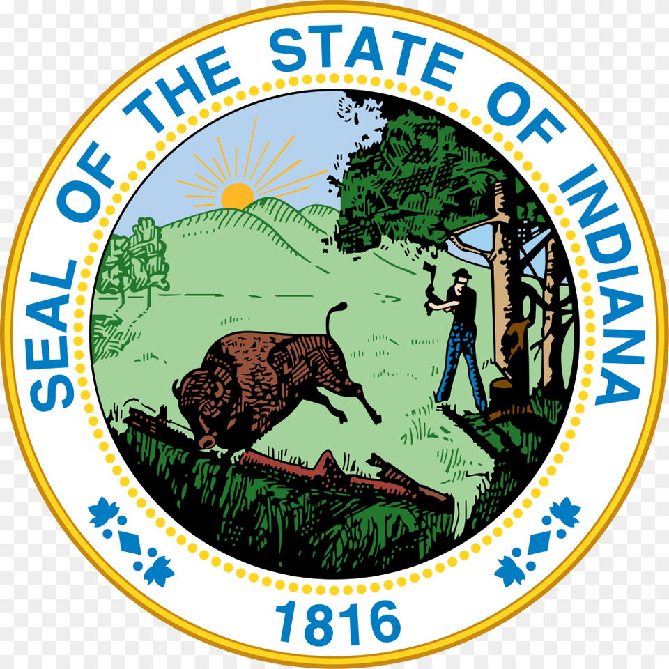 Indiana Stateseal Seal Of The State Of Indiana Vector, Person, Face, Head, Logo Free Transparent Png