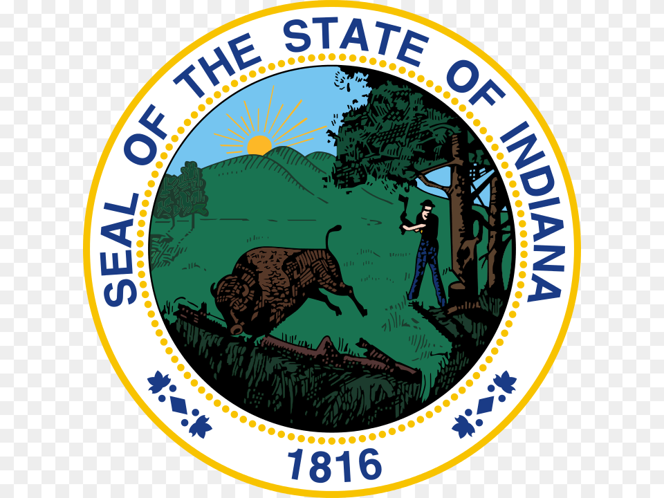 Indiana Stateseal Svg Indiana State Seal, Person, Logo, Animal, Face Free Png Download