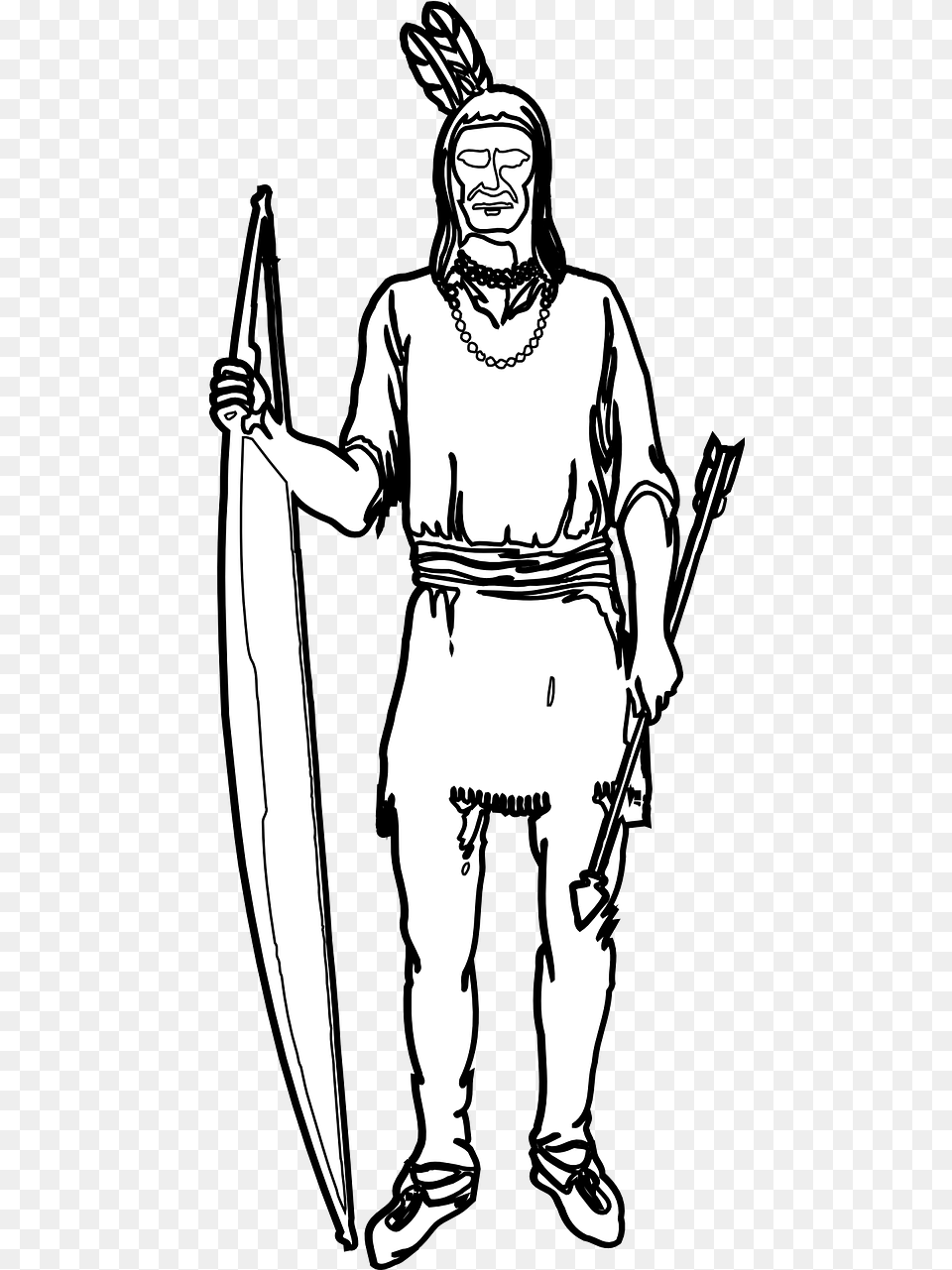Indianbowarrownative Americantribefree Vector Native American Person Outline, Adult, Man, Male, Head Png