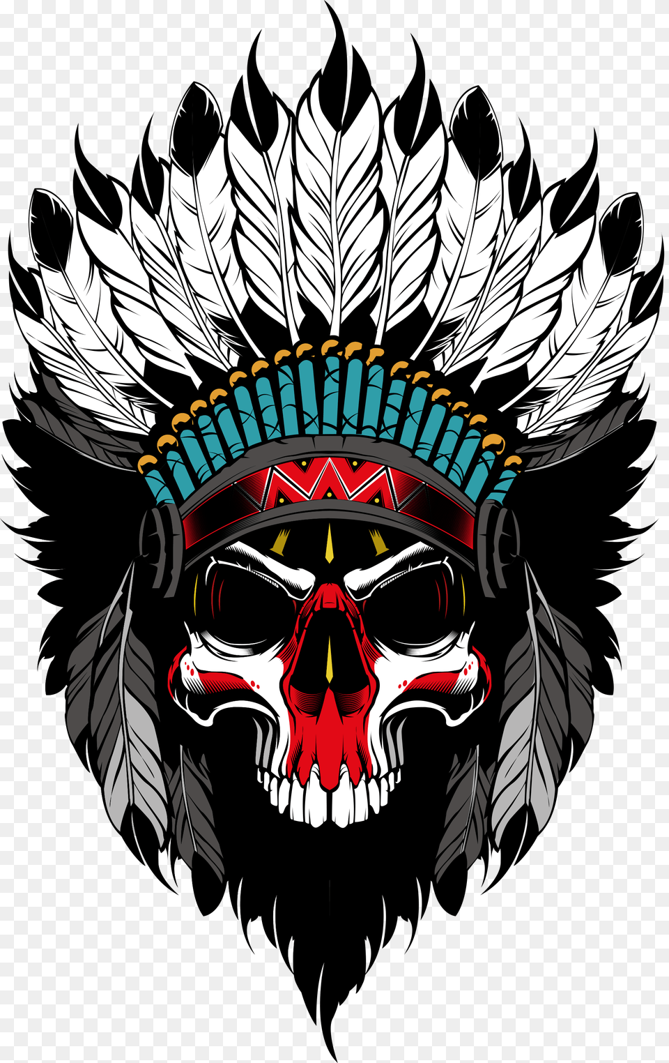 Indians Skull Fabric Pattern Skull Art Skull, Emblem, Symbol, Person, Face Png