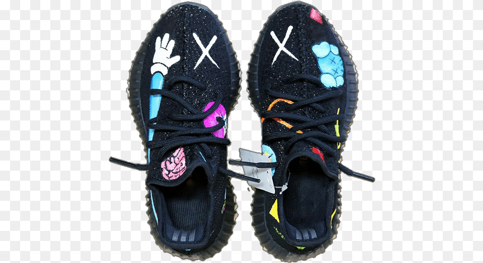 Indie Designs Custom Made Kaws X Yeezy 350 V2 Adidas Yeezy X Kaws, Clothing, Footwear, Shoe, Sneaker Free Transparent Png