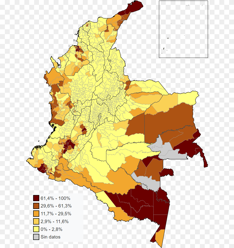 Indigenous Population Of Colombia By Municipality Indigenous People In Colombia Map, Chart, Plot, Atlas, Diagram Png Image