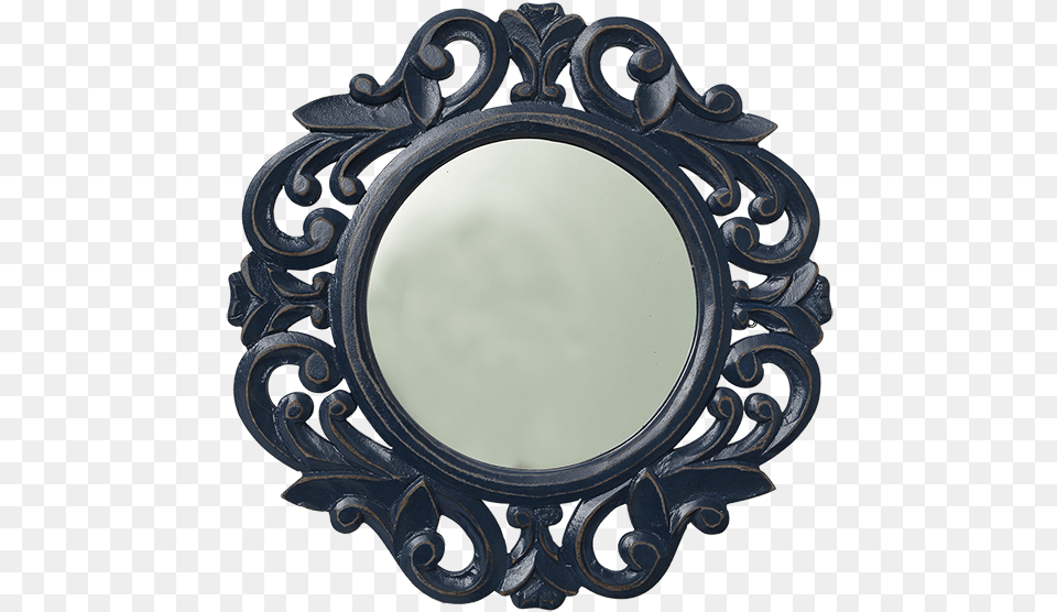 Indigo Wooden Round Mirror Picture Frame, Photography Png Image