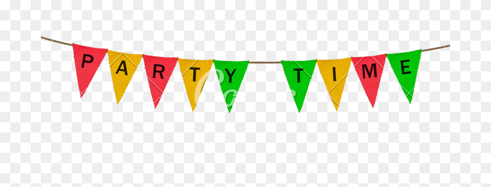 Individual Cloth Pennants Or Flags With Party Time, Banner, Text Free Transparent Png