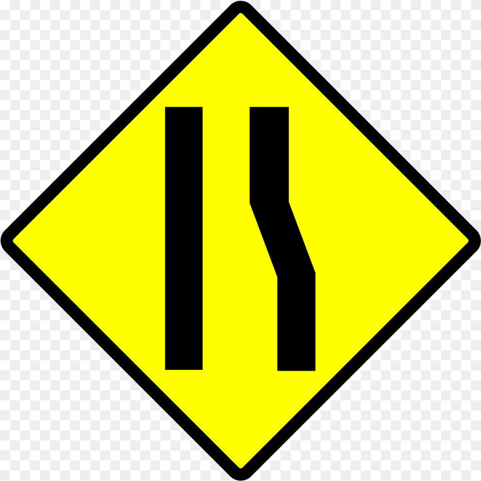 Indonesia New Road Sign 1p Lane Ends Ahead Sign, Symbol, Road Sign Png