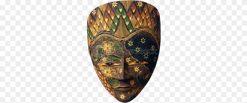 Indonesian Hand Painted Wooden Mask Beautiful Mask Mask, Chandelier, Lamp Png Image