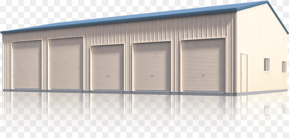 Industrial And Commercial 6 Door Industrial Shed, Architecture, Building, Garage, Indoors Free Transparent Png