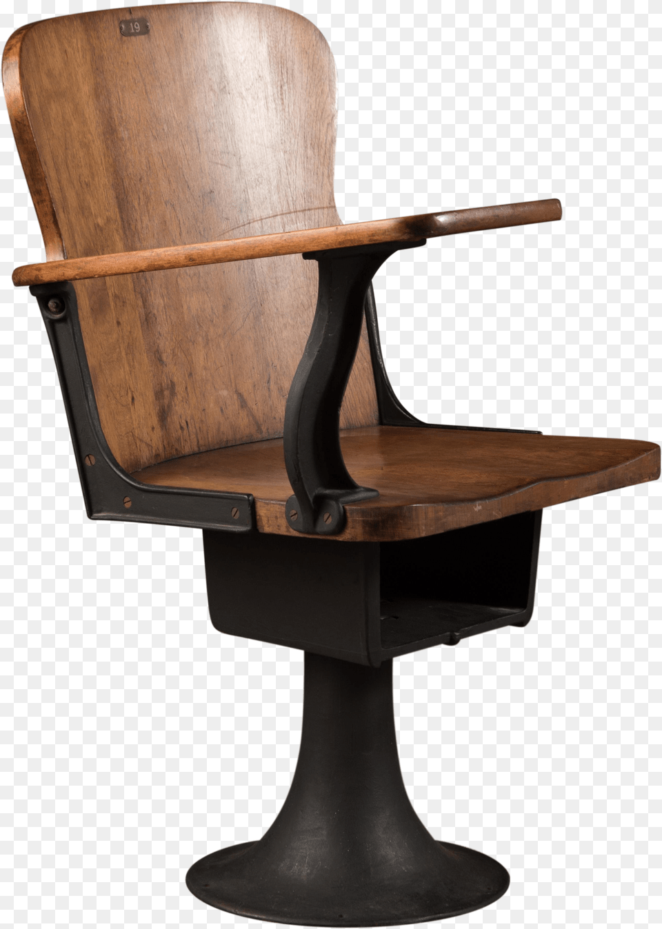 Industrial School Chair With Iron Base And Writing Desk Solid, Art, Floral Design, Graphics, Pattern Png