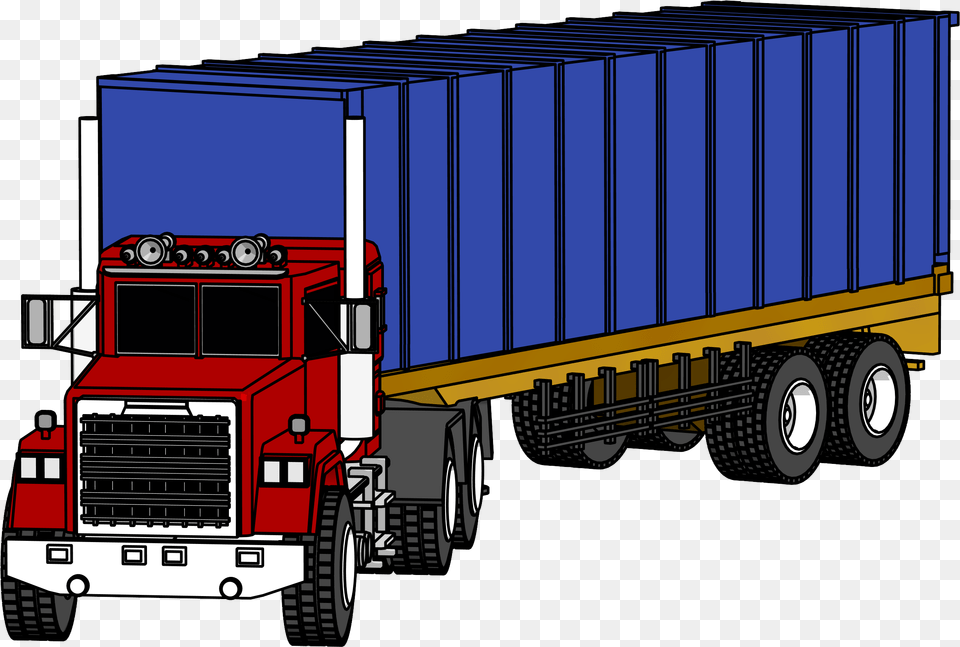 Industrial Truck Big Truck Clipart Image 18 Wheeler Truck Clipart, Trailer Truck, Transportation, Vehicle, Bulldozer Free Png