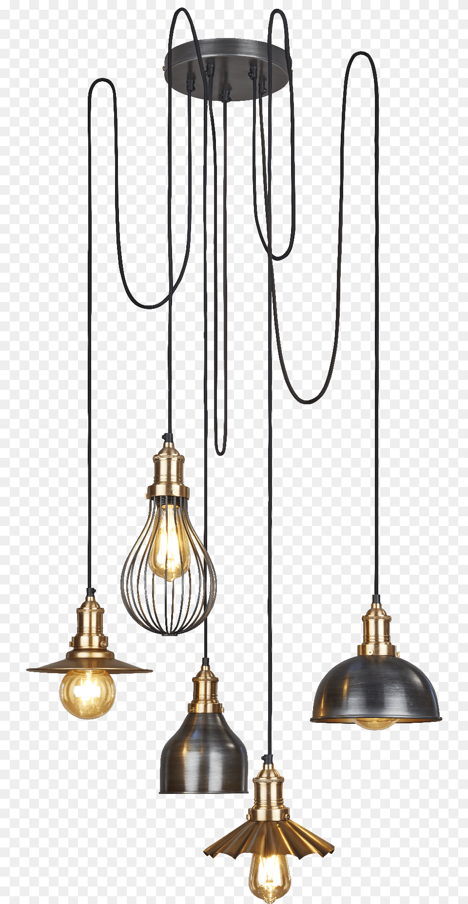 Industville Brooklyn 5 Wire Pendant Light Cluster 5 Wire Pendant Light, Chandelier, Lamp, Light Fixture Free Png Download