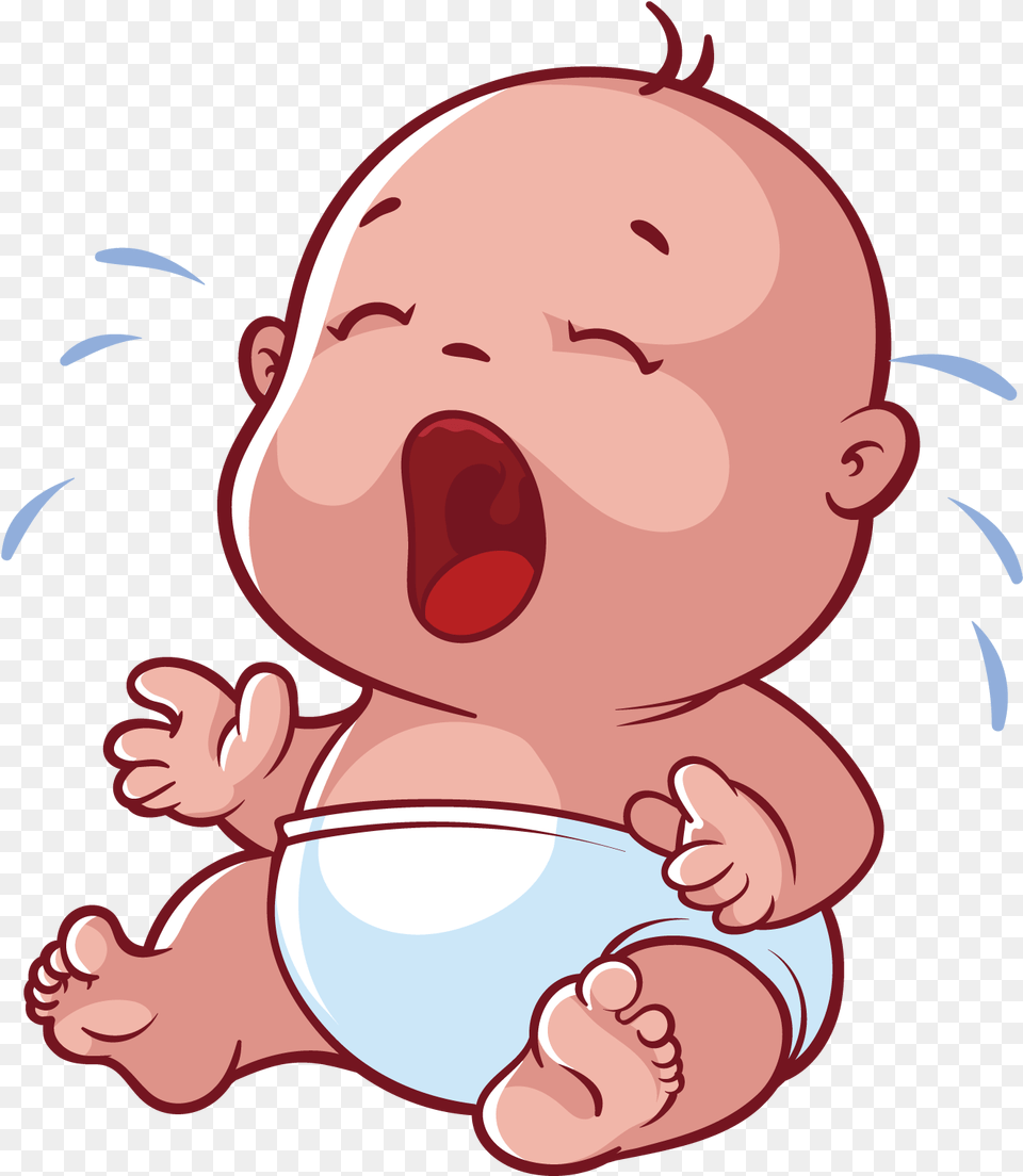 Infant Cartoon Crying Baby Crying Cartoon, Person, Face, Head Png Image