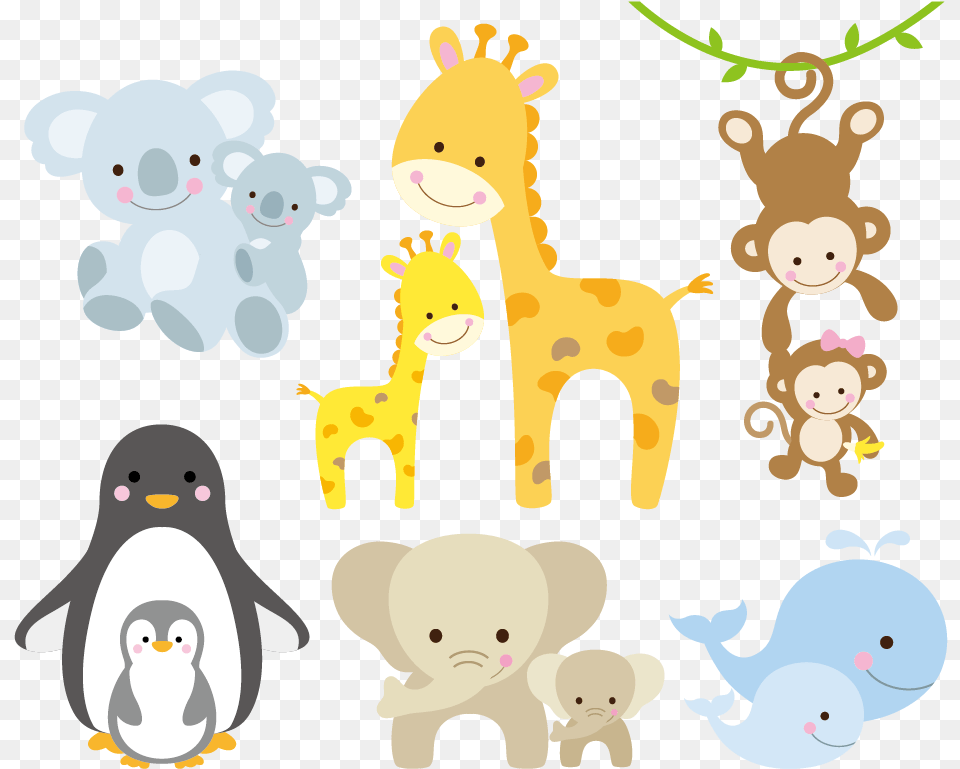 Infant Giraffe Animal Illustration Mom And Baby Animal Clipart, Bird, Penguin, Bear, Mammal Free Png Download